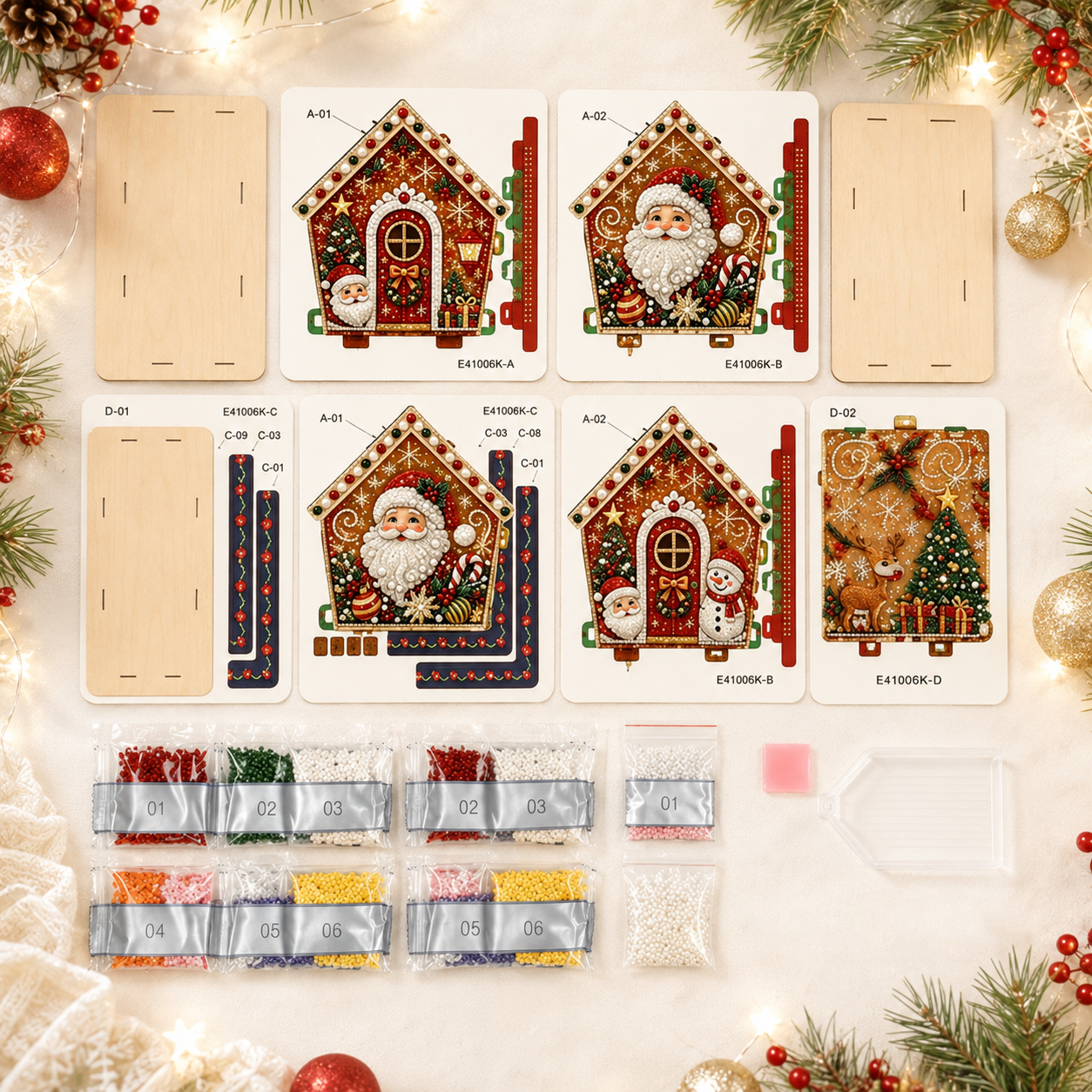π3D Wooden Gingerbread House Craft Kit with Diamond Painting