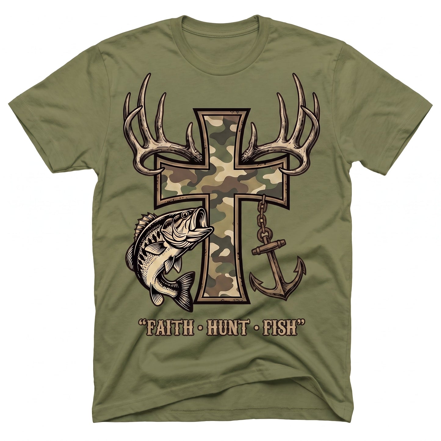 Faith Hunt Fish Cross WN0707001CL Unisex T-shirt