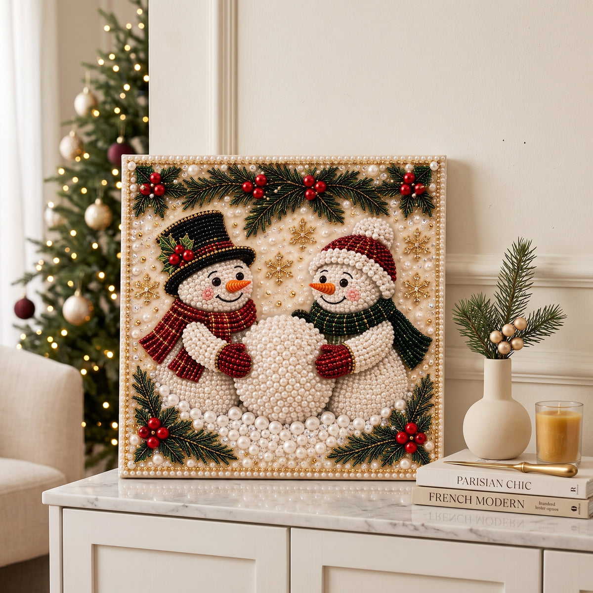 Snowman Sparkling Pearl Diamond Painting Kit