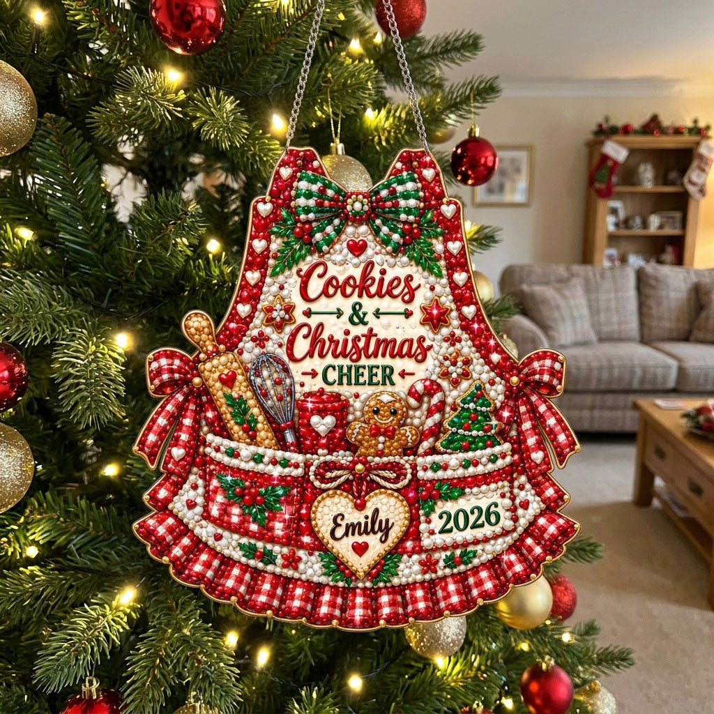 Personalized Holiday Baking Apron Diamond Art Hanging Ornament Kit