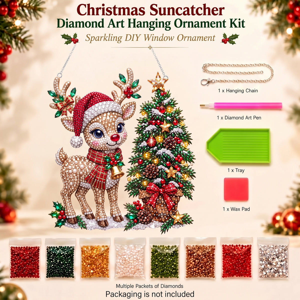 🔥 Limited Time 70% OFF - 🦌🎄 Merry Reindeer Crystal Craft Kit – Sparkling DIY Christmas Hanging Decor