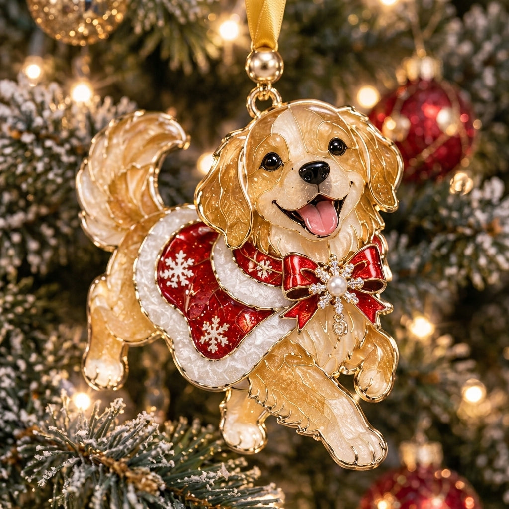 Christmas Golden Retriever XR2110005CL Christmas Ornament