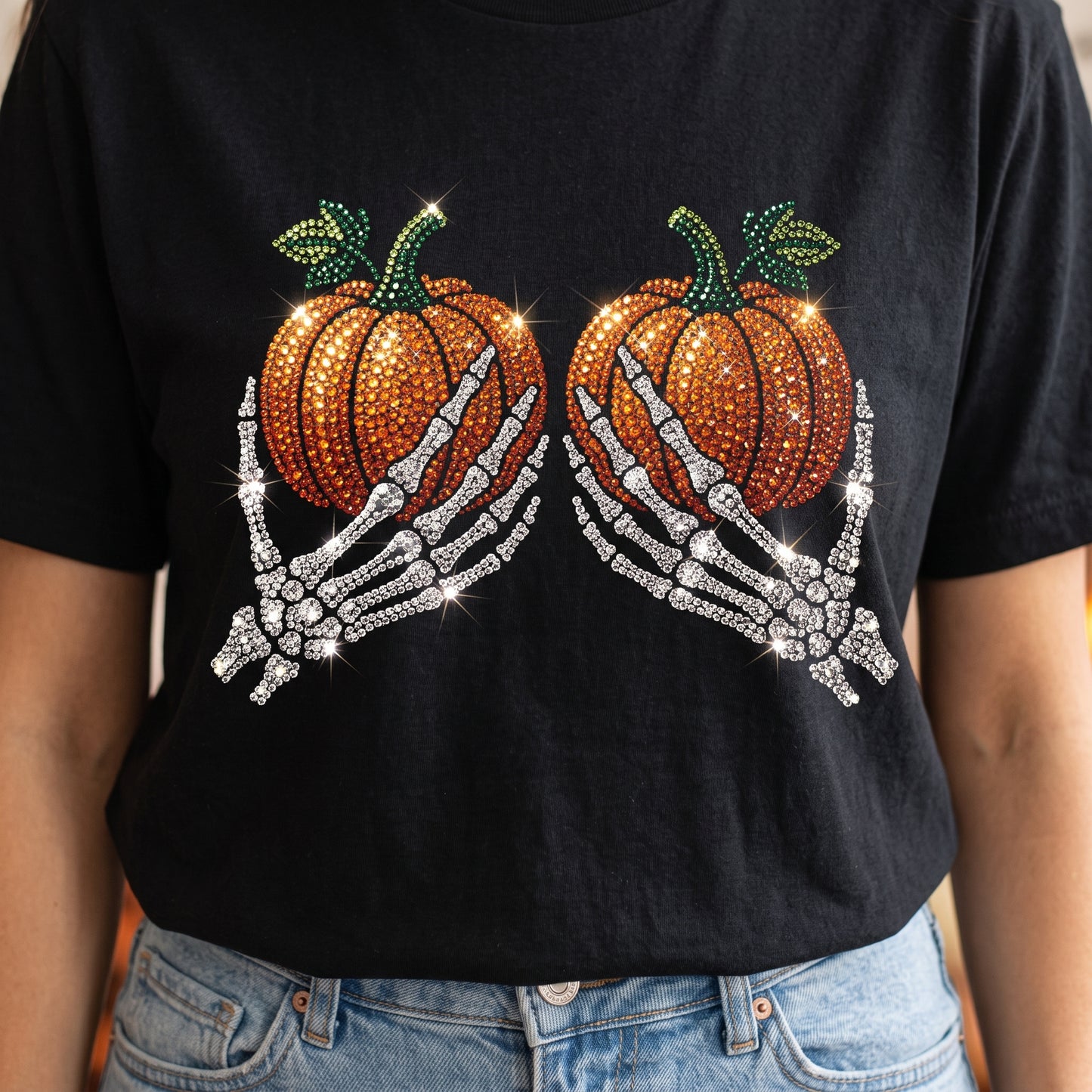 Sparkle Skeleton Pumpkin XR0907014CL Unisex T-shirt