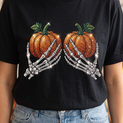 Sparkle Skeleton Pumpkin XR0907014CL Unisex T-shirt