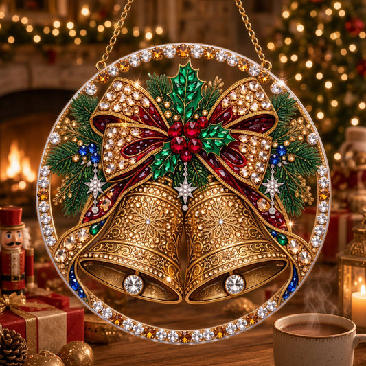 Golden Christmas Bells Diamond Art Hanging Ornament Kit