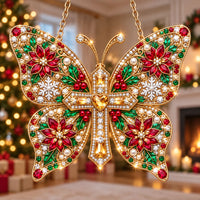 🦋✝️ Poinsettia Cross Butterfly