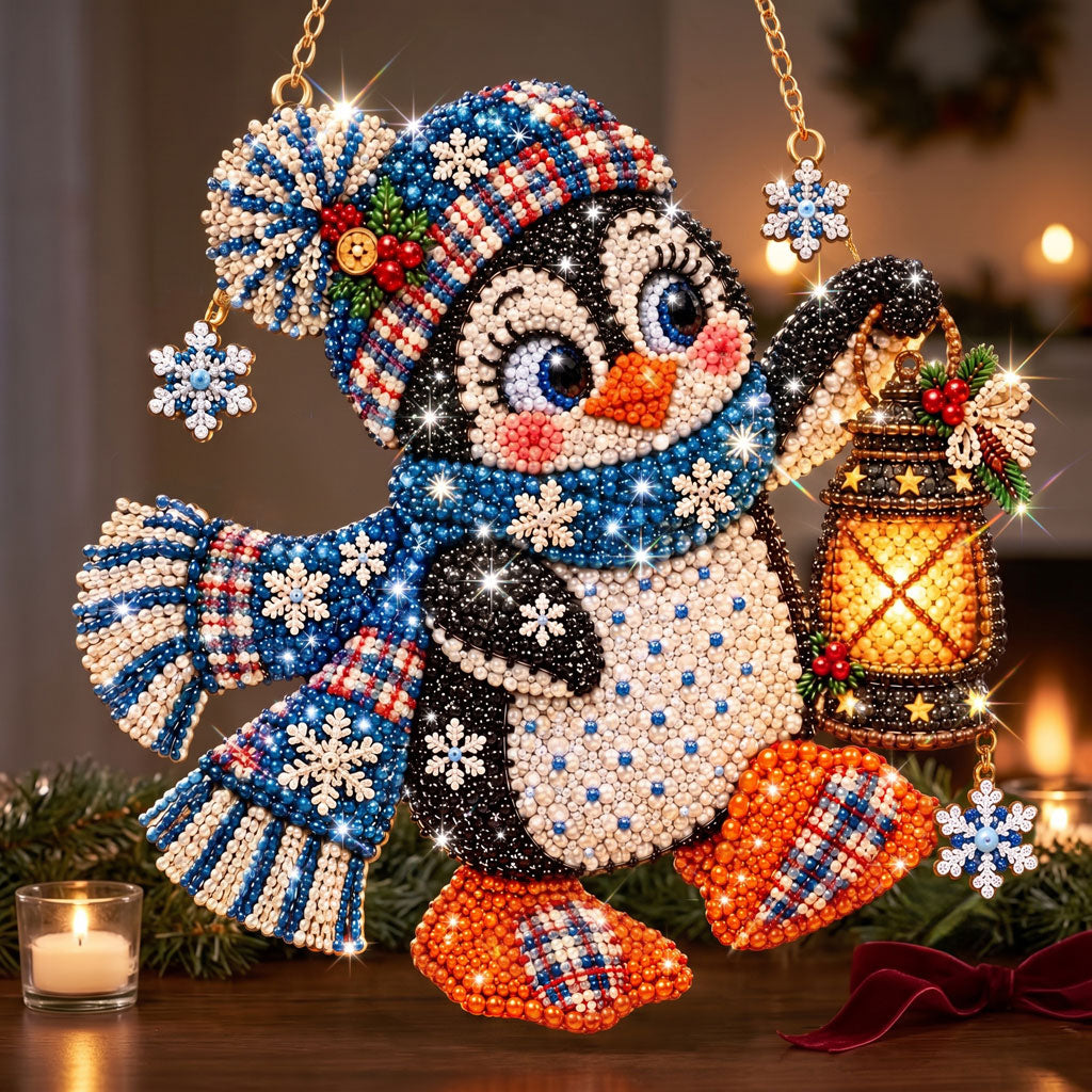 🔥 Limited Time 70% OFF - 🐧❄️ Penguin Diamond Art Ornament Kit – Sparkling DIY Holiday Hanging Decor