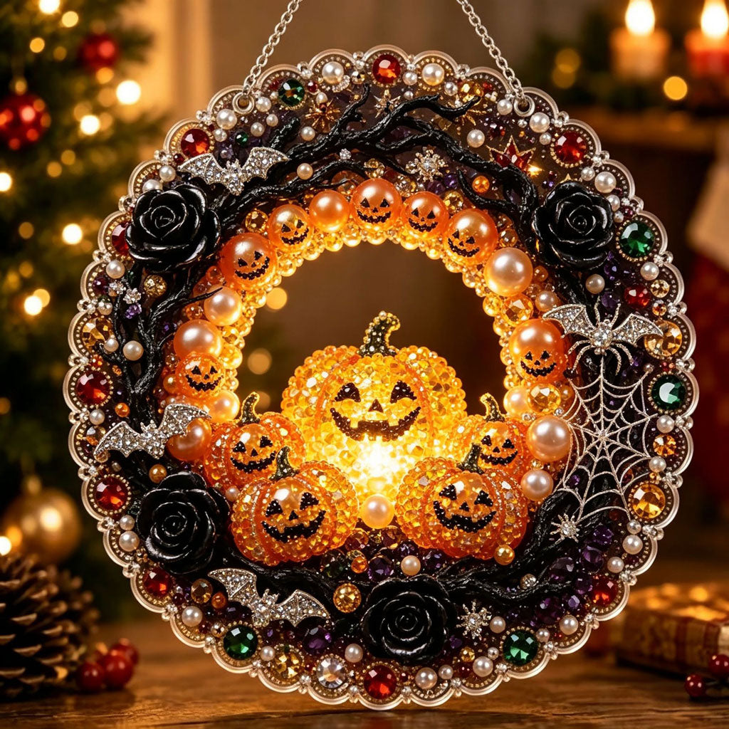 🔥Limited time 70% OFF - 🎃✨ Halloween DIY Pearl Diamond Art Ornament Kit – Sparkling Hanging Decor