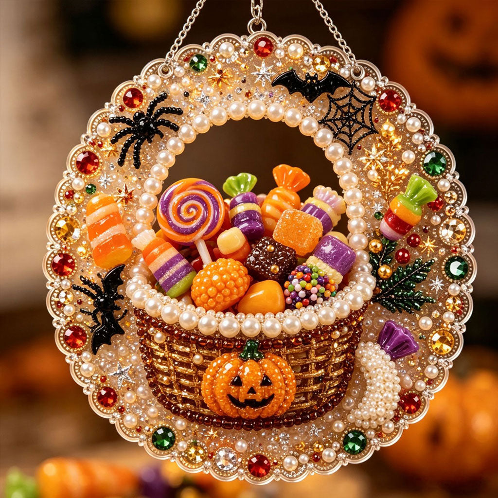 🔥Limited time 70% OFF - 🎃✨ Halloween DIY Pearl Diamond Art Ornament Kit – Sparkling Hanging Decor