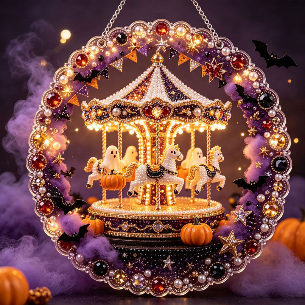 🔥Limited time 70% OFF - 🎃✨ Halloween DIY Pearl Diamond Art Ornament Kit – Sparkling Hanging Decor