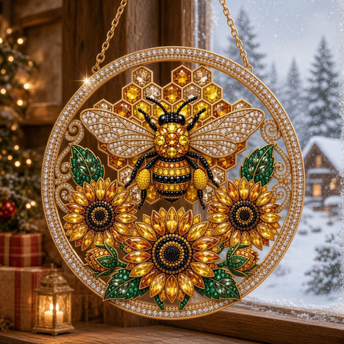 Honey Bee & Sunflowers Diamond Art Hanging Ornament Kit