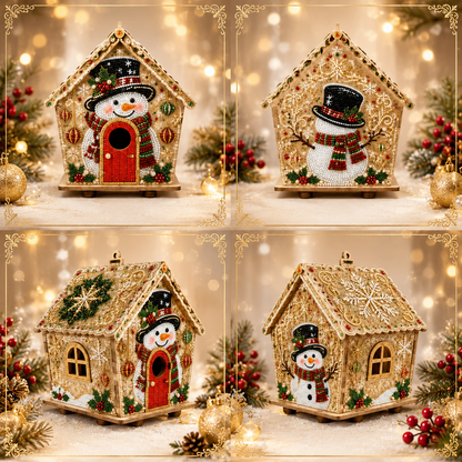 🎄3D Wooden Gingerbread House Craft Kit with Diamond Painting