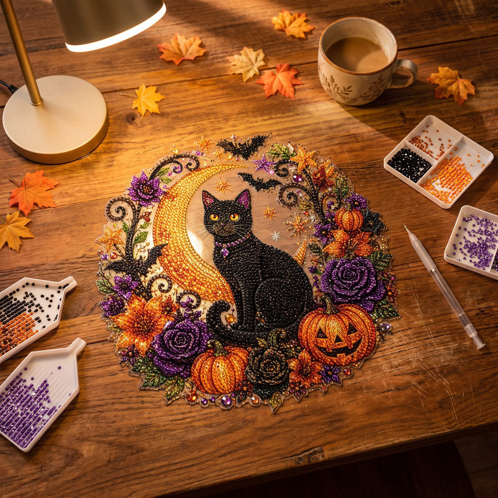 🔥Limited time 70% OFF - 🎃✨Halloween Diamond Art Hanging Ornament Kit - Sparkling DIY Window Ornament