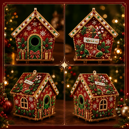 🎄3D Wooden Gingerbread House Craft Kit with Diamond Painting