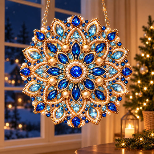 🔥 Limited Time 70% OFF - 🔵✨ Christmas Mandala Diamond Art Ornament Kit – Sparkling DIY Window Decor