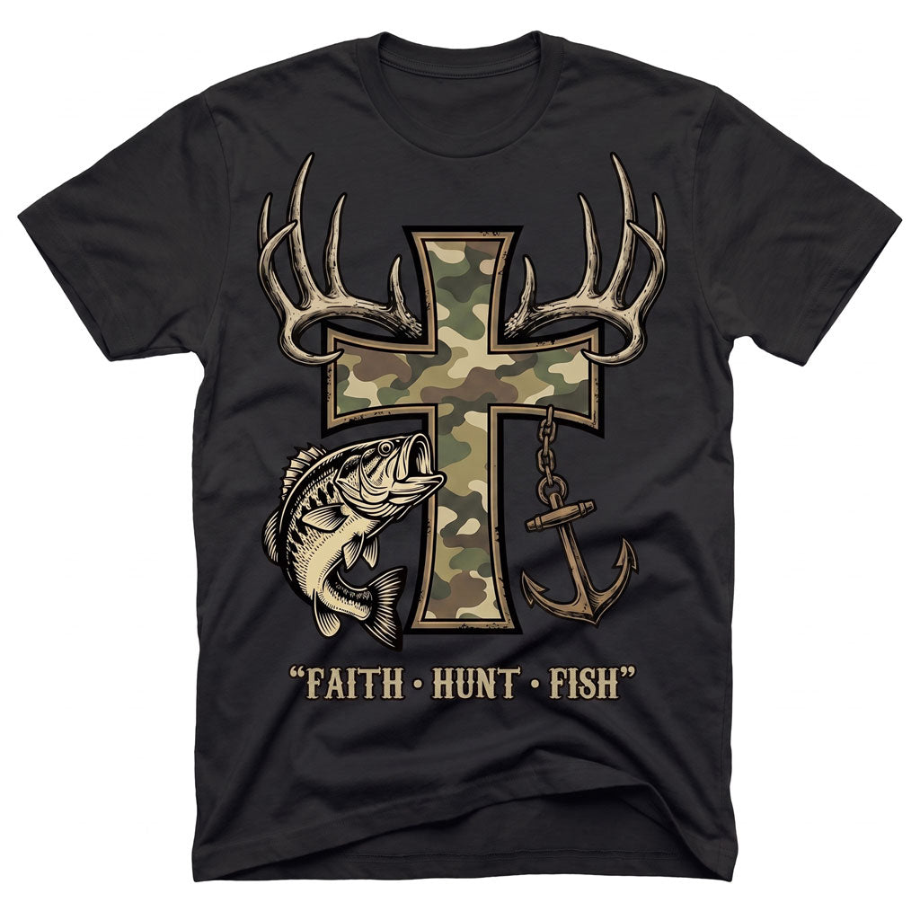 Faith Hunt Fish Cross WN0707001CL Unisex T-shirt