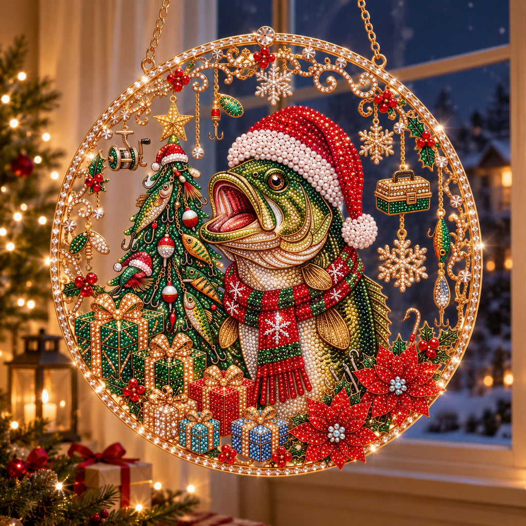 🔥 Limited Time 70% OFF - 🎣🎄 Christmas Bass Diamond Art Ornament Kit – Sparkling DIY Fisherman Holiday Decor