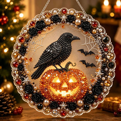 🔥Limited time 70% OFF - 🎃✨ Halloween Pearl Diamond Art Hanging Ornament Kit – Sparkling DIY Window Hanging Decor