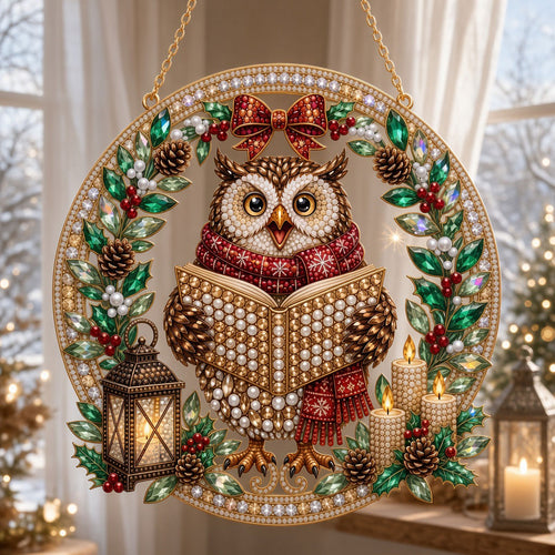 Christmas Storytime Owl Diamond Art Hanging Ornament Kit