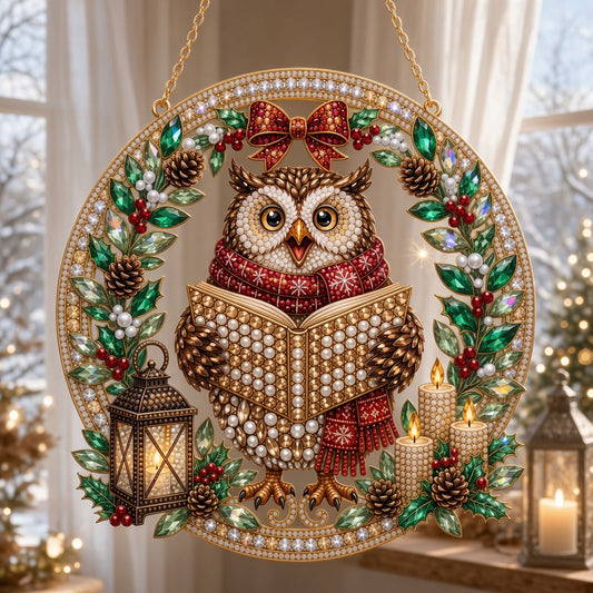 Christmas Storytime Owl Diamond Art Hanging Ornament Kit