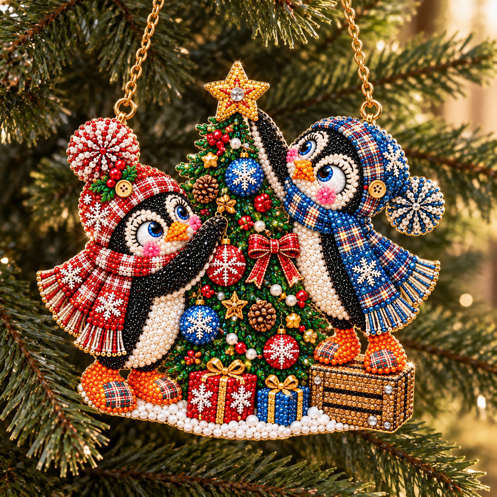 🔥 Limited Time 70% OFF - 🐧❄️ Penguin Diamond Art Ornament Kit – Sparkling DIY Holiday Hanging Decor