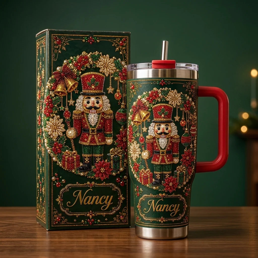 ✨🎄 Personalized Christmas Nutcracker Travel Tumbler – Festive Gift Edition