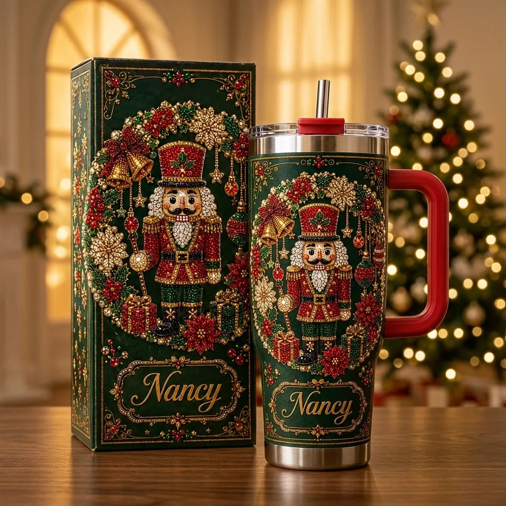 ✨🎄 Personalized Christmas Nutcracker Travel Tumbler – Festive Gift Edition