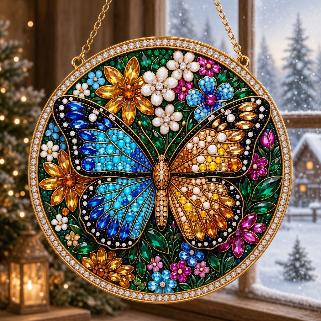 Colorful Floral Butterfly Diamond Art Hanging Ornament Kit