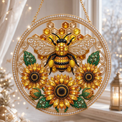 Honey Bee & Sunflowers Diamond Art Hanging Ornament Kit