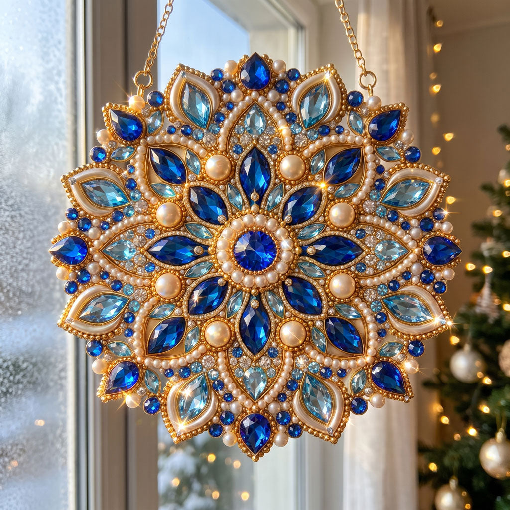 🔥 Limited Time 70% OFF - 🔵✨ Christmas Mandala Diamond Art Ornament Kit – Sparkling DIY Window Decor