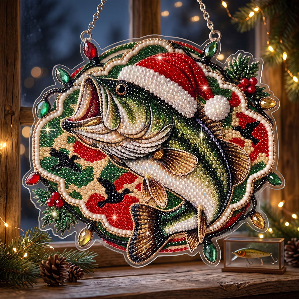 🔥 Limited Time 70% OFF - 🎅🐟 Santa Fishing Adventure Diamond Art Ornament Kit – Sparkling DIY Christmas Hanging Decor