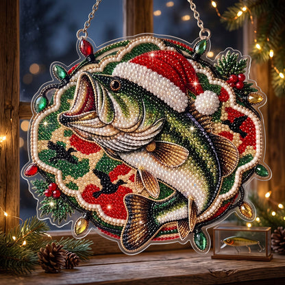 🔥 Limited Time 70% OFF - 🎅🐟 Santa Fishing Adventure Diamond Art Ornament Kit – Sparkling DIY Christmas Hanging Decor