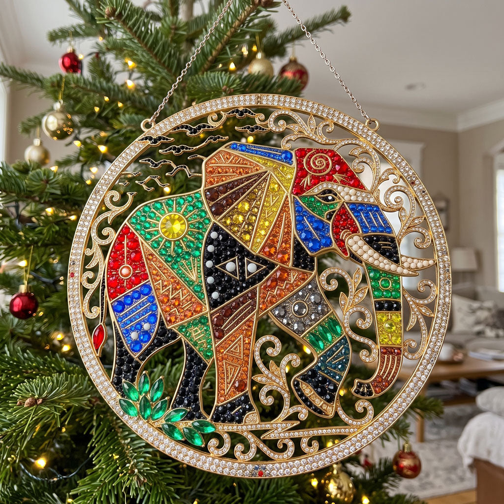Colorful Boho Elephant Diamond Art Hanging Ornament Kit