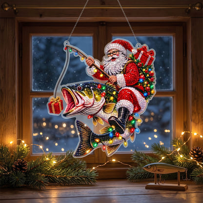 🔥 Limited Time 70% OFF - 🎅🐟 Santa Fishing Adventure Diamond Art Ornament Kit – Sparkling DIY Christmas Hanging Decor