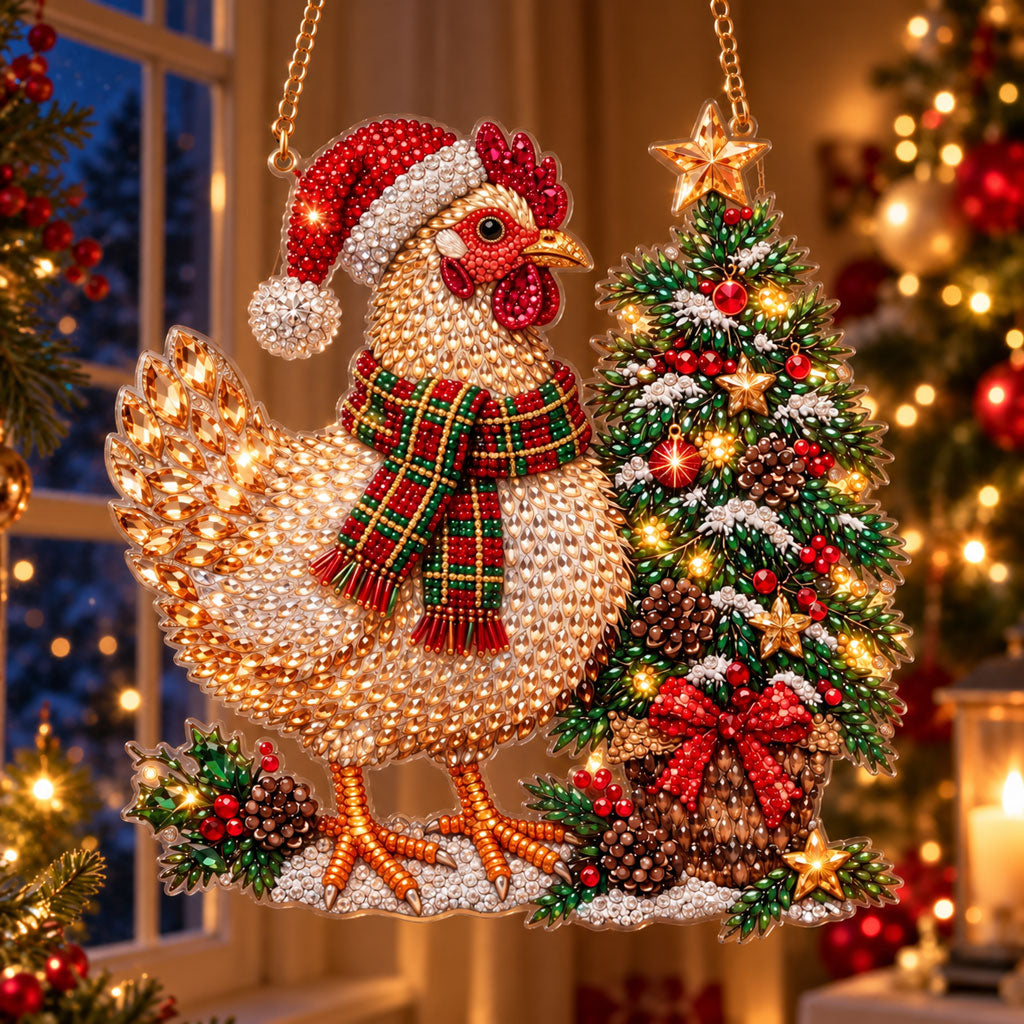 🔥 Limited Time 70% OFF - 🐔🎁 Festive Farmhouse Hen Bead Art Kit – DIY Sparkling Holiday Hanger