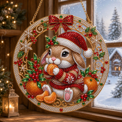 Christmas Bunny Wreath Diamond Art Hanging Ornament Kit