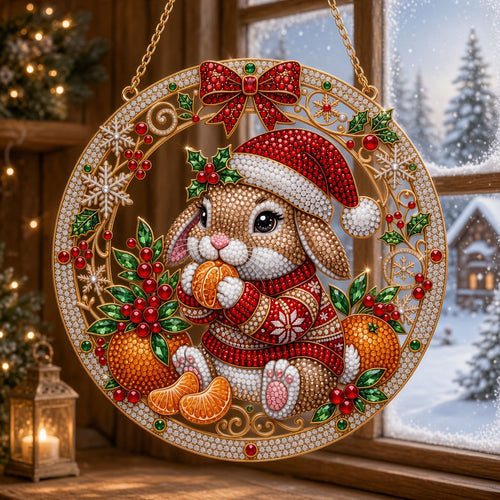 Christmas Bunny Wreath Diamond Art Hanging Ornament Kit