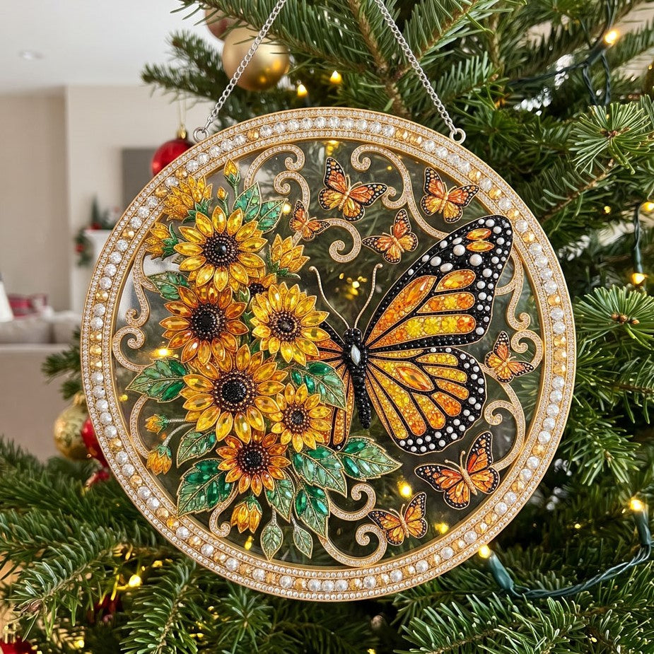 Monarch Butterflies & Sunflowers Diamond Art Hanging Ornament Kit