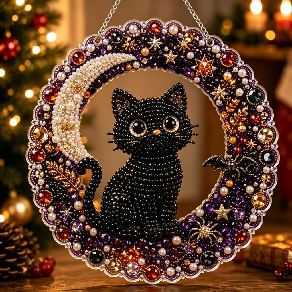🔥Limited time 70% OFF - 🎃✨ Halloween Pearl Diamond Art Hanging Ornament Kit – Sparkling DIY Window Hanging Decor
