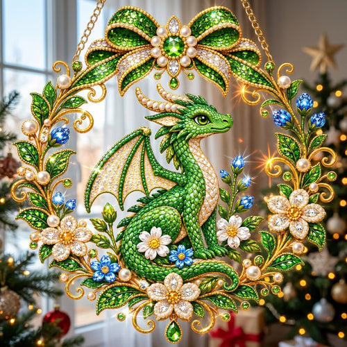Emerald Floral Dragon Diamond Art Hanging Ornament Kit