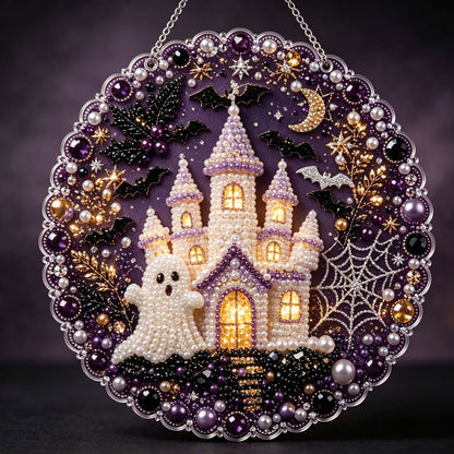 🔥Limited time 70% OFF - 🎃✨ Halloween Pearl Diamond Art Hanging Ornament Kit – Sparkling DIY Window Hanging Decor