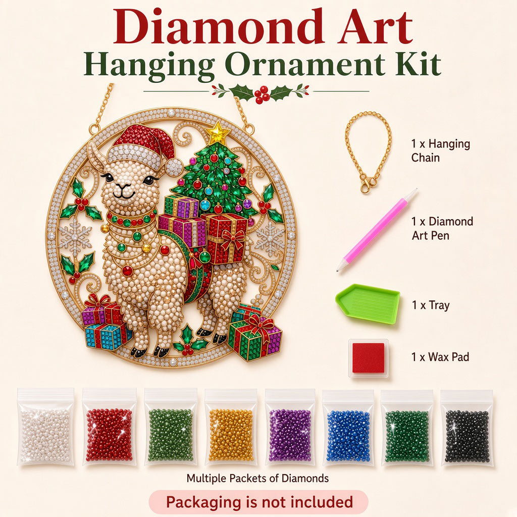 Christmas Llama Diamond Art Hanging Ornament Kit