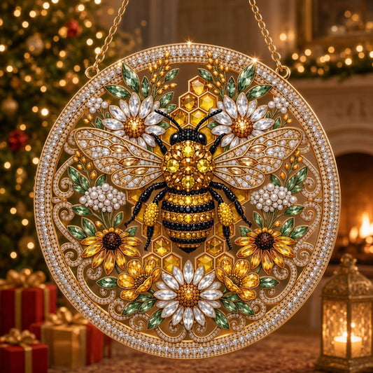 Honey Bee & Daisy Diamond Art Hanging Ornament Kit