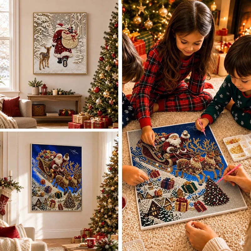 🎅🎄 Premium 3D Pearl Christmas Reindeer Diamond Painting Art Kit