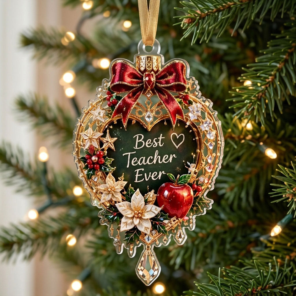 Best Teacher Ever XR1710036CL Christmas Ornament