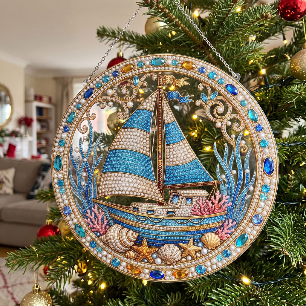 Ocean Sailboat Diamond Art Hanging Ornament Kit