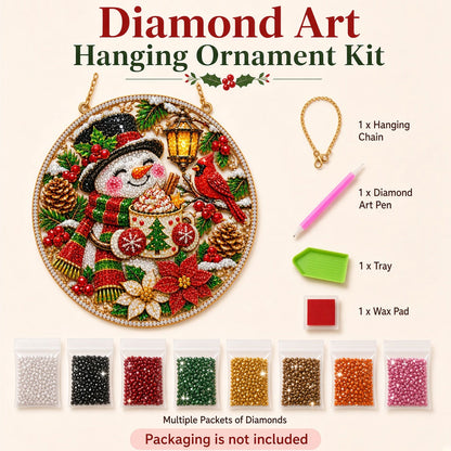 Snowman With Hot Cocoa Diamond Art Hanging Ornament Kit
