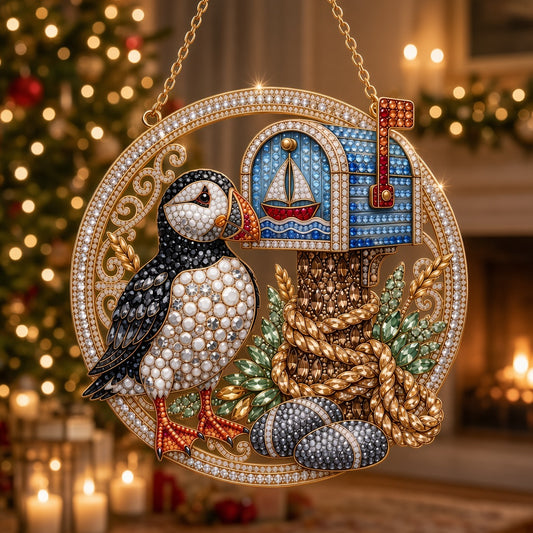 Coastal Puffin & Mailbox Diamond Art Hanging Ornament Kit