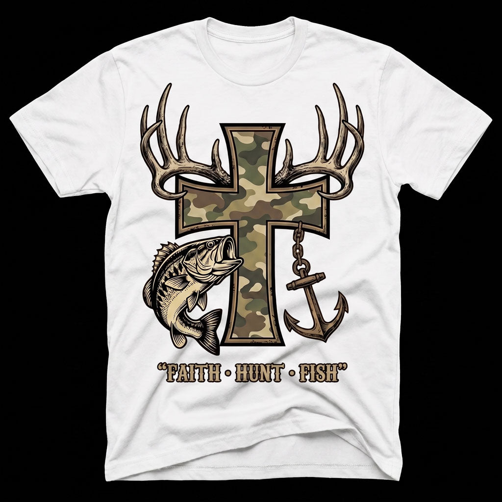 Faith Hunt Fish Cross WN0707001CL Unisex T-shirt
