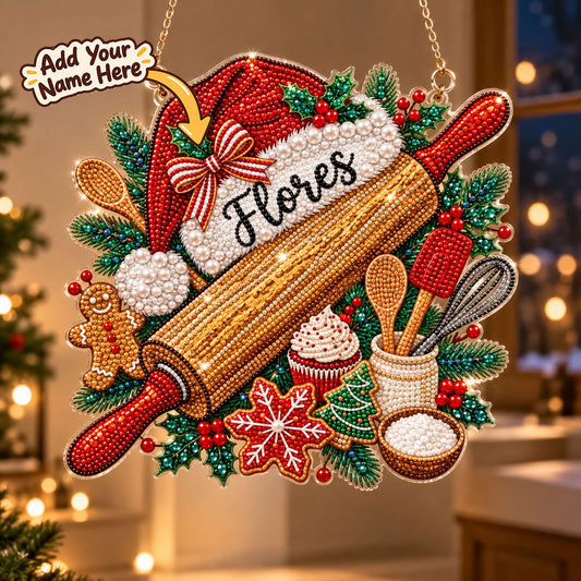 Personalized Christmas Baking Diamond Art Ornament Kit – Sparkling DIY Kitchen Window Decor